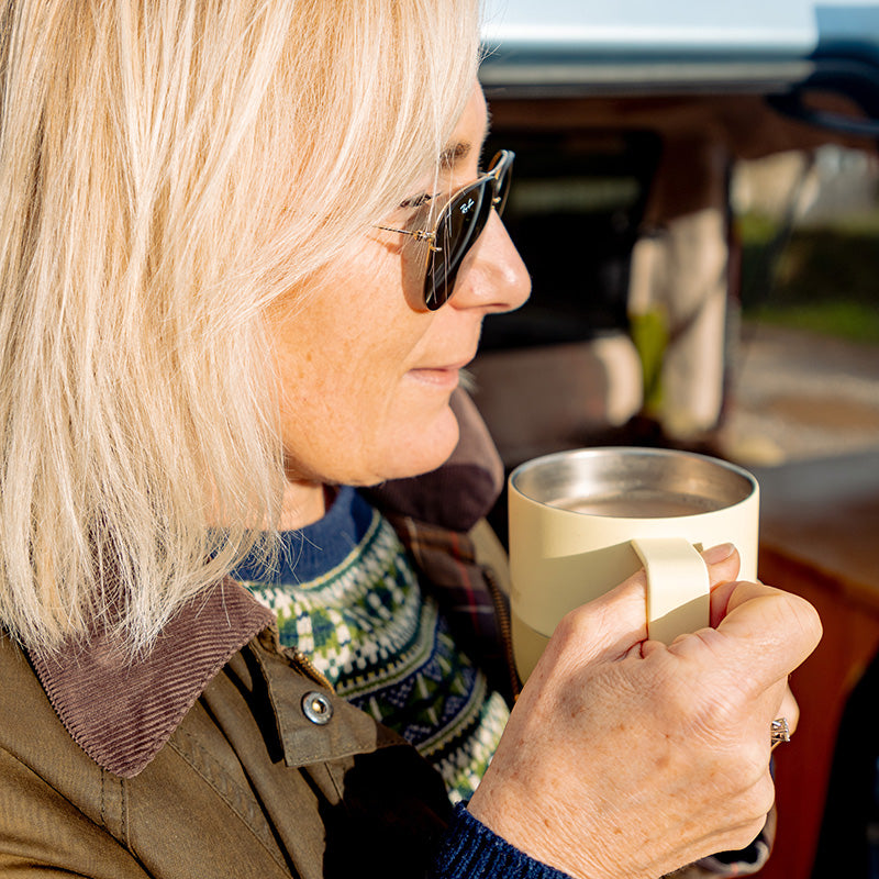 12oz-rise-mug-d7 12oz_rise_coffee_mug_wax_yellow_woman_drink_closeup_square.jpg